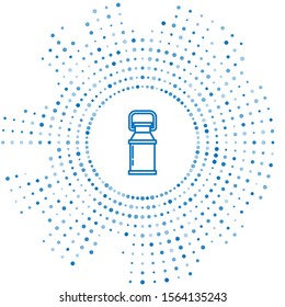 Blue line Can container for milk icon isolated on white background. Abstract circle random dots. Vector Illustration
