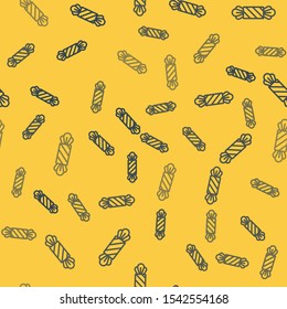 Blue line Candy icon isolated seamless pattern on yellow background. Happy Halloween party.  Vector Illustration