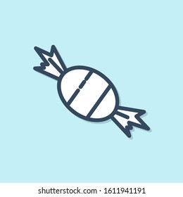 Blue line Candy icon isolated on blue background.  Vector Illustration
