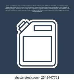 Blue line Canister for gasoline icon isolated on blue background. Diesel gas icon.  Vector