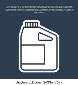 Blue line Canister for motor machine oil icon isolated on blue background. Oil gallon. Oil change service and repair. Engine oil sign.  Vector