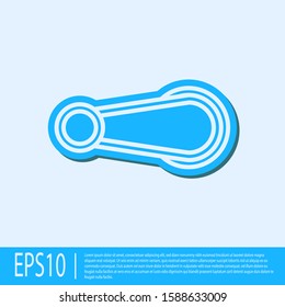 Blue line Car door handle icon isolated on grey background.  Vector Illustration