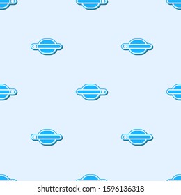 Blue line Car door handle icon isolated seamless pattern on grey background.  Vector Illustration