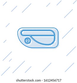 Blue line Car door handle icon isolated on white background.  Vector Illustration