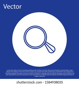 Blue line Car mirror icon isolated on blue background. White circle button. Vector Illustration
