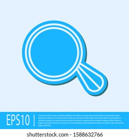Blue line Car mirror icon isolated on grey background.  Vector Illustration