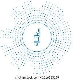 Blue line Car muffler icon isolated on white background. Abstract circle random dots. Vector Illustration
