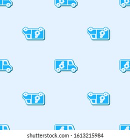 Blue line Car service icon isolated seamless pattern on grey background. Repair service auto mechanic. Maintenance sign.  Vector Illustration