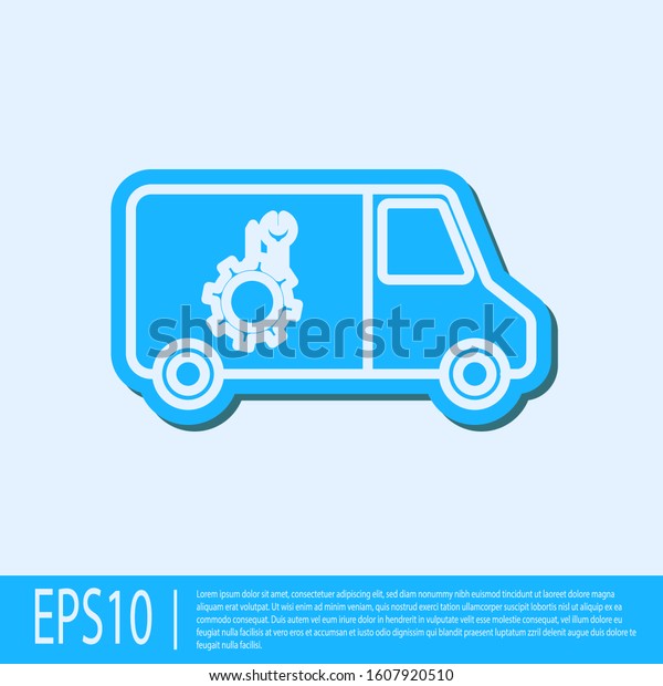 Blue line Car service icon isolated on grey
background. Repair service auto mechanic. Maintenance sign.  Vector
Illustration