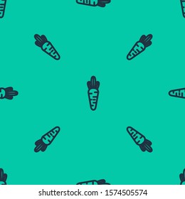 Blue line Carrot icon isolated seamless pattern on green background.  Vector Illustration