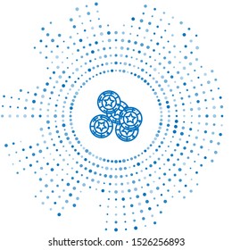 Blue line Casino chips icon isolated on white background. Casino gambling. Abstract circle random dots. Vector Illustration
