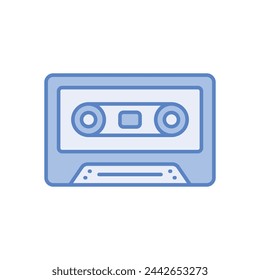 Blue Line Cassette Tape vector icon