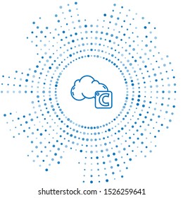 Blue line Celsius and cloud icon isolated on white background. Abstract circle random dots. Vector Illustration