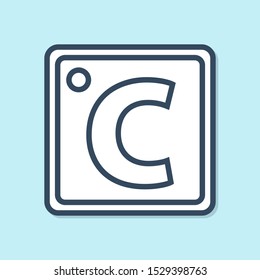 Blue line Celsius icon isolated on blue background.  Vector Illustration