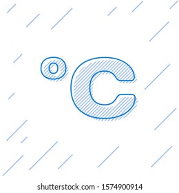 Blue line Celsius icon isolated on white background.  Vector Illustration