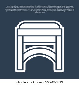 Blue line Chair icon isolated on blue background.  Vector Illustration