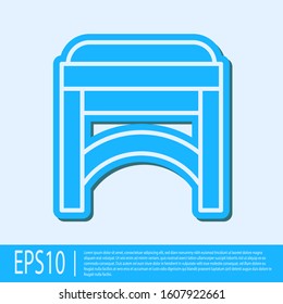 Blue line Chair icon isolated on grey background.  Vector Illustration