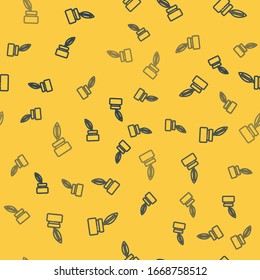 Blue line Chalkboard icon isolated seamless pattern on yellow background. School Blackboard sign.  Vector Illustration