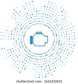 Blue line Check engine icon isolated on white background. Abstract circle random dots. Vector Illustration