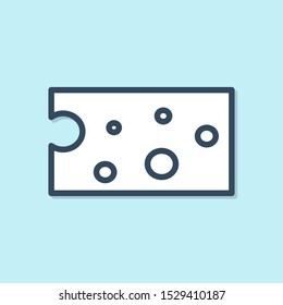 Blue line Cheese icon isolated on blue background.  Vector Illustration
