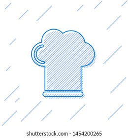 Blue line Chef hat icon isolated on white background. Cooking symbol. Cooks hat.  Vector Illustration