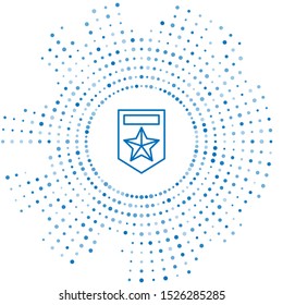 Blue line Chevron icon isolated on white background. Military badge sign. Abstract circle random dots. Vector Illustration
