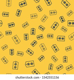 Blue line Chevron icon isolated seamless pattern on yellow background. Military badge sign.  Vector Illustration