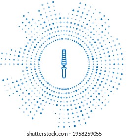 Blue line Chisel tool for wood icon isolated on white background. Abstract circle random dots. Vector Illustration