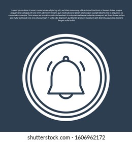 Blue line Circle button and chat notification icon isolated on blue background. New message, dialog, chat, social network notification.  Vector Illustration
