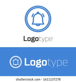 Blue line Circle button and chat notification icon isolated on white background. New message, dialog, chat, social network notification. Logo design template element. Vector Illustration