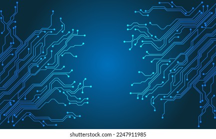 Blue line circuit computer technology futuristic background design creative vector illustration.