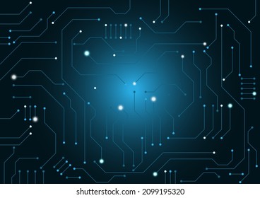 Tecnología de circuito de línea azul concepto de innovación científica abstracta fondo vectorial y luz brillante con algunos Elementos de esta imagen
