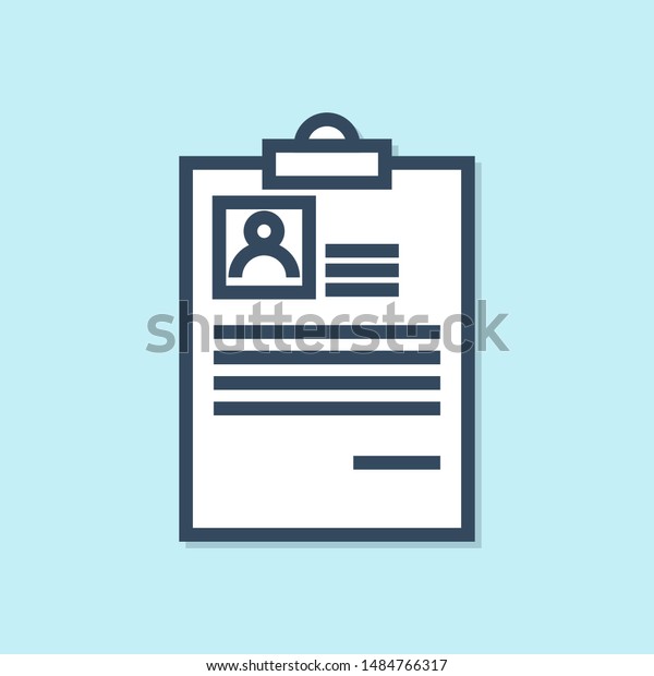 Blue Line Clipboard Resume Icon Isolated Stock Vector Royalty Free 1484766317