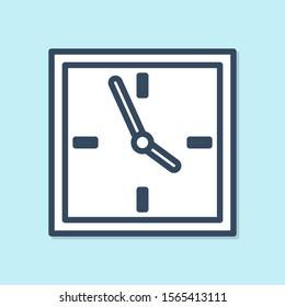 Blue line Clock icon isolated on blue background. Time symbol.  Vector Illustration