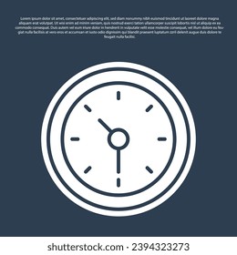 Blue line Clock icon isolated on blue background. Time symbol.  Vector