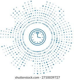 Blue line Clock icon isolated on white background. Time symbol. Abstract circle random dots. Vector