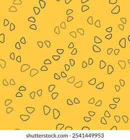 Línea azul Icono de la nube aislado patrón transparente sobre fondo amarillo.  Vector