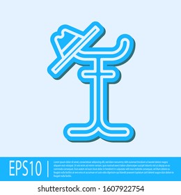 Blue line Coat stand icon isolated on grey background.  Vector Illustration