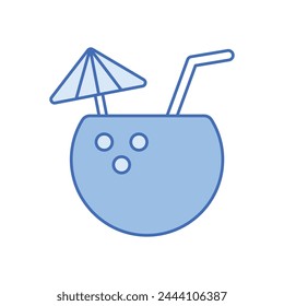Blue Line Coconut Drink vector icon
