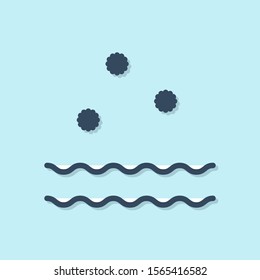 Blue line Cold and waves icon isolated on blue background.  Vector Illustration