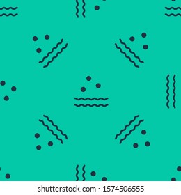 Blue line Cold and waves icon isolated seamless pattern on green background.  Vector Illustration