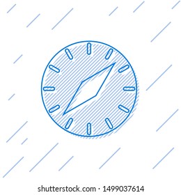 Blue line Compass icon isolated on white background. Windrose navigation symbol. Wind rose sign.  Vector Illustration