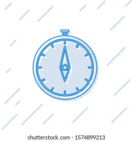 Blue line Compass icon isolated on white background. Windrose navigation symbol. Wind rose sign.  Vector Illustration