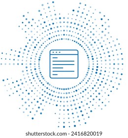 Blue Line Computer API Interface Symbol einzeln auf weißem Hintergrund. API-Technologie für Anwendungsprogrammierschnittstelle. Softwareintegration. Abstrakte Kreis Zufallspunkte. Vektorgrafik