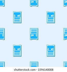 Blue line Computer icon isolated seamless pattern on grey background. PC component sign.  Vector Illustration