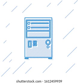 Blue line Computer icon isolated on white background. PC component sign.  Vector Illustration