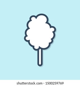 Blue line Cotton candy icon isolated on blue background.  Vector Illustration