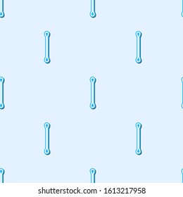 Blue line Cotton swab for ears icon isolated seamless pattern on grey background.  Vector Illustration