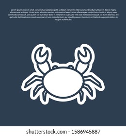 Blue Line Crab Icon Isolated On Blue Background.  Vector Illustration