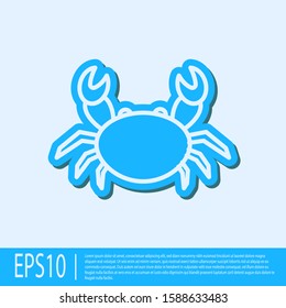 Blue line Crab icon isolated on grey background.  Vector Illustration